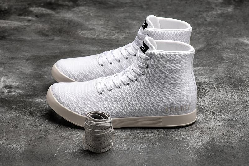 White Nobull High-Top Ivory Canvas Men's Trainers | CA N1455W